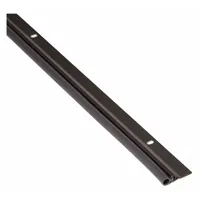 This metal leaf weatherstripping seals gaps around doors to block drafts, dust, and moisture. It features an aluminum flange for durable mounting and a silicone bulb insert that compresses against the door frame. Suitable for commercial and industrial door applications