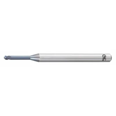 OSG Ball End Mill: Carbide, WXS Coated, 3 Flute, 1.5 mm Mill Dia, 1.12 mm LOC - Pencil-Neck Carbide Ball End Mills for Hardened Materials