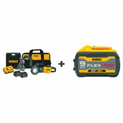 This cordless handheld pipe threader operates on the FLEXVOLT 60V MAX* battery system and includes a charger. It is designed for on-site threading of pipes in plumbing, construction, and maintenance applications where portability is required.