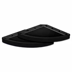 This resin corner shelf kit is designed for use with Suncast plastic sheds featuring a gable roof. The kit includes two black shelves, each measuring 15 in x 15 in x 1 1/2 in, and comes with mounting hardware for installation. Use to organize tools and supplies within the shed.