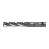 This 3-flute cobalt roughing end mill is designed for aggressive material removal in nonferrous materials such as aluminum, brass, and plastics. The roughing tooth profile facilitates high chip evacuation and reduced cutting forces during roughing passes in milling operations
