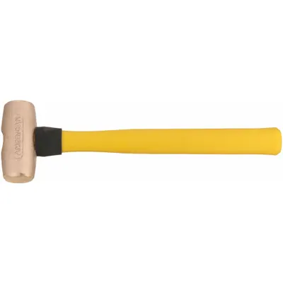 AMERICAN Copper Mallet: Fiberglass Handle, Textured Grip, 1 lb Head Wt, 1 in Dia - Copper Mallets