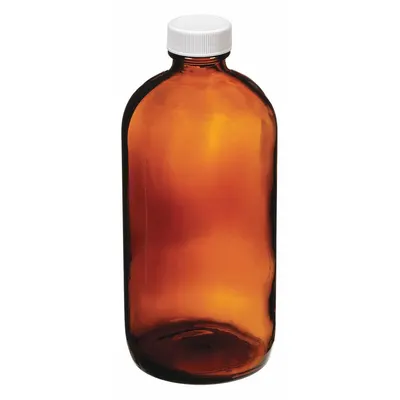 QORPAK Sampling Bottle: 500 mL, Amber, 28-400, Polypropylene, Semi-Volatile Organics - Amber Narrow Mouth Round Glass Lab Bottles