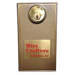 This sliding door lock is designed for use with WireCrafters wire partitions. It features a bolt-on, keyed alike lock plate in an unfinished gold steel finish. Suitable for securing access points in industrial enclosures, warehouses, and machine guarding applications.