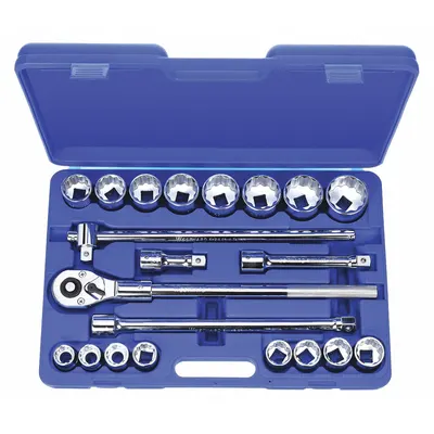WESTWARD Socket Wrench Set: 3/4 in Drive, 21 Piece, 12-Point, SAE - SAE Socket Sets with Drive Tools