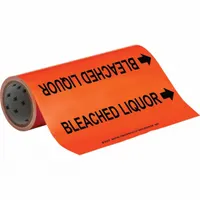 Pipe Marker: Bleached Liquor, Orange, Black, Fits 2 1/2 to 6 in Pipe O.D., 30 Pipe Markers (MPN 108521)