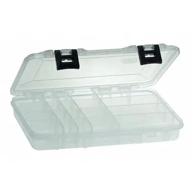 PLANO MOLDING Compartment Box: 11 in x 7 1/4 in x 1 3/4 in, Clear, 20 Compartments - Small Parts Compartmented Boxes with Adjustable Dividers
