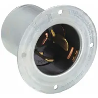 HUBBELL Locking Inlet: Non-NEMA, Silver, 250V DC/600V AC, 50 A, 2 Pole, 3 Blade (MPN HBL3777)