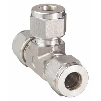 HAM-LET Let-Lok Double-Ferrule Stainless Steel Tee, 4 mm OD, 764L-SS-4MM - Double-Ferrule Stainless Steel Fittings