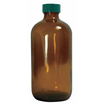 QORPAK Sampling Bottle: 240 mL, Amber, 24-400, Urea, 108, Polyethylene/PTFE - Amber Narrow Mouth Round Glass Lab Bottles