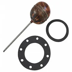 Float and rod assembly for use in liquid level controls. Senses liquid level to actuate switches for pump control, low-water cutoff, or alarm functions. Suitable for HVAC and boiler systems.
