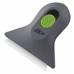 Razor scraper with a stiff zirconium oxide blade and a handle made from ABS, carbon steel, GFN, and POM. Suitable for cutting, scraping, and trimming in construction, packaging, and industrial applications.