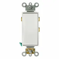 LEVITON Wall Switch: Rocker Switch, Single Pole/Double Throw, Maintained, White, 120/277V AC, 15 A (MPN 5685-2W)