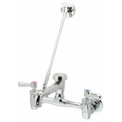 This ZURN centerset utility faucet is constructed of brass with a chrome finish. It features a straight design and a flow rate of 0.5 gpm. Suitable for wall-mount installation in commercial service sink applications such as janitorial closets and maintenance areas.