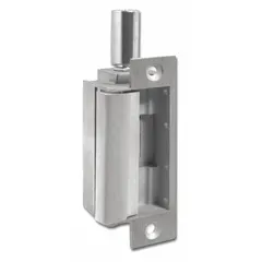 This HES electric strike is designed for cylindrical and mortise locksets, constructed from stainless steel. It measures 4 7/8 inches in height and operates on 12V input voltage with a heavy-duty performance rating. Suitable for access control applications in commercial and industrial doors.
