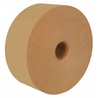 Nonreinforced kraft tape activated by water for sealing corrugated boxes and cartons. Each roll measures 4 inches wide by 375 feet long with an 8-mil thickness. Supplied in a 6-pack for industrial packaging and shipping applications
