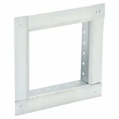 This galvanized steel retaining angle is used to secure fire dampers within HVAC ductwork, maintaining proper positioning during a fire. It measures 5 3/4 inches in height and 5 3/4 inches in width. Commonly installed in commercial and industrial buildings to preserve fire-rated compartment integrity.