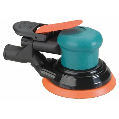 DYNABRADE Air Orbital Sander: 5 in Disc, Hook and Loop/Vinyl, 3/8 in Orbit, Central Vacuum - Central Vacuum Random Orbital Sanders
