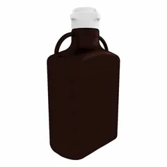 APPROVED VENDOR 10 L Dual-Handle Rectangular Carboy, Amber Plastic, 83 mm Screw Cap, Graduated