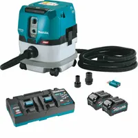MAKITA Cordless Dry Dust Extractor: Cordless, HEPA, Dry, 2.1 gal Tank, 148 cfm, Plastic, 4.0 Ah (MPN GCV02PMU)