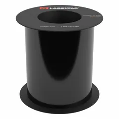 Thermal transfer continuous label roll for use with LabelTac 6 series printers. Constructed of black gloss vinyl for indoor and outdoor applications. Suitable for creating labels for pipe marking, safety signage, and equipment identification.