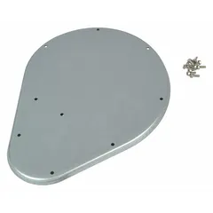 Steel bottom plate for dewatering and wastewater pump base assemblies. Provides a stable mounting surface to support the pump, aiding alignment and reducing vibration during operation.