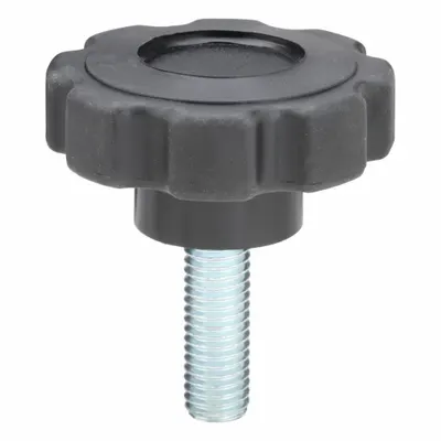 INNOVATIVE COMPONENTS Hand Knob: 8 Point, Plastic w/ Steel Thread, 1/2"-13 Thread - 8-Arm Knobs with Threaded Stud