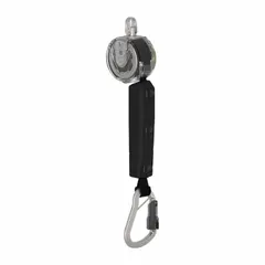 The MSA V-TEC Self Retracting Lifeline is a Class 1 personal fall arrest device designed for overhead-only use. It features a 10 ft HMPE lifeline, a 400 lb capacity, and an aluminum carabiner anchorage end connection. This SRL is RFID-equipped for asset tracking and is not sealed, with a non-dielectric anchorage end connection.