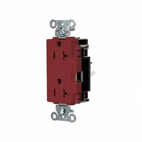 HUBBELL Receptacle: Decorator Duplex, 5-20, Red, 125V AC, 20 A, 2 Pole / 3 Wire (MPN DR20STR)