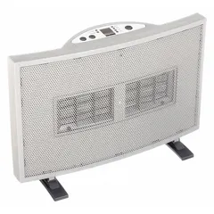 This portable flat panel electric heater provides two heat settings (900W/1500W) with a heating capacity of 2560/5118 BtuH. It features mechanical controls and overheat protection. Suitable for supplemental heating in offices, workshops, and small commercial spaces. Dimensions: 10-3/8 in H x 15-3/8 in W x 6 in D. Gray housing.