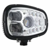 LED headlamp providing high and low beam operation. Features a swivel mount for directional adjustment and a 6-Pin DT connector for electrical connection. Suitable for heavy-duty vehicle lighting applications