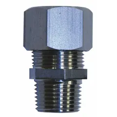 Straight metallic cable grip with 3/8 in MNPT box connection, accommodating cord diameters from 0.19 in to 0.25 in. Constructed with a stainless steel body and silver finish. Rated IP66 for water ingress protection and Class I, Division 2 for hazardous locations. Suitable for sealing and strain-relieving electrical cables entering enclosures in industrial environments.