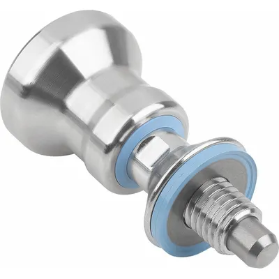 KIPP Indexing Plunger: Nonlocking, 316L SS, M10x1 Thread - Nonlocking Hygienic Pull-Knob Indexing Plungers for USIT Washers