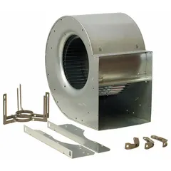 Direct-drive blower with a 9 1/2 inch wheel diameter and clockwise (CW) rotation. Supplied without a drive pack for direct coupling to a motor. Suitable for moving air in industrial ventilation, exhaust, and material-handling systems.