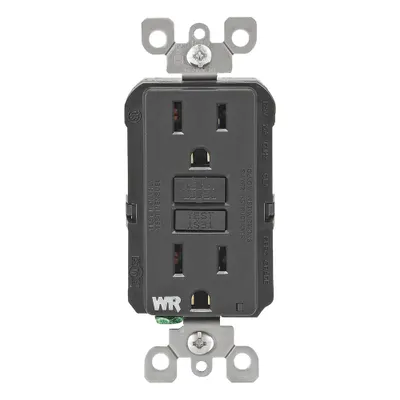 LEVITON GFI Receptacle: Decorator Duplex, 5-15, Black, GFCI, 125V AC, 15 A - General Purpose Receptacles