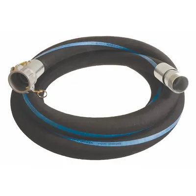 CONTINENTAL Water Suction and Discharge Hose: 3 in Hose Inside Dia., 150 psi, Black - EPDM Water Suction & Discharge Hose Assemblies with EPDM Cover with Spiral-Plied Synthetic Fabric & Wire Helix Reinforcement