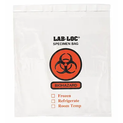OEM Specimen Transfer Bag: LDPE, Biohazard, 2 mil Thick, Clear, 10 in Overall Ht - Dual Pouch Specimen Transfer Bags