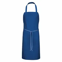 This fabric bib apron in Royal Blue measures 33 inches in length and 30 inches in width. It is suitable for light-duty industrial and commercial tasks such as machining, assembly, or maintenance, providing basic protection for clothing.