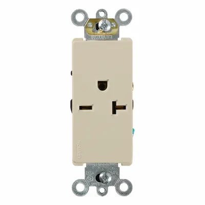 LEVITON Single Receptacle Outlet: Single, 6-20, Ivory, 250V AC, 20 A - General Purpose Receptacles