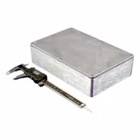 This die-cast aluminum enclosure measures 8 in x 5 in x 2 in with a solid screw-on cover. Rated NEMA 1/12/13/4/4X, it is suitable for indoor and outdoor applications requiring protection against dust, water, and corrosion. The enclosure uses screws for closure and does not include knockouts