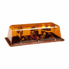 Halogen mini light bar with SAE J845 Class 1 rating for high-intensity warning applications. Features a permanent stud mount and blunt cut wire electrical connection. Suitable for emergency and service vehicles requiring reliable visibility.