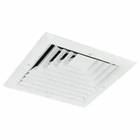 Diffuser: Ceiling/Wall, 13 in H, 13 in W, Surface Mount, 10 in Duct, Aluminum, 3-Way Louvered, White (MPN 4MJJ4)