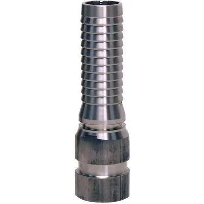 DIXON Barbed Hose Fitting: For 4 in Hose I.D., Steel x Steel, 4 in x 4 in Fitting Size - Multipurpose (Air, Water, Chemical) Barbed Combination Nipples