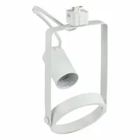 Incandescent spot track head rated at 120 W. Features a spot-shaped beam for directional accent lighting. Measures 5 1/8 in diameter and 5 3/4 in length. Finished in white. Suitable for track lighting systems in commercial and industrial environments