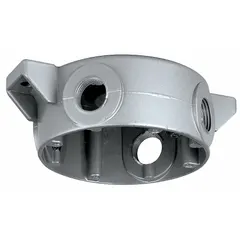 Gray aluminum ceiling mount for V Series fixtures, 5 1/2 inches long. Provides a secure mounting point for lighting or electrical enclosures in hazardous locations requiring explosion-proof or dust-ignition-proof installations.