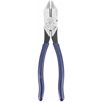 KLEIN TOOLS Linemans Plier: Flat, 8 5/8 in Overall Lg, 1 1/2 in Jaw Lg, 1 1/4 in Jaw Wd - Standard Lineman's Pliers