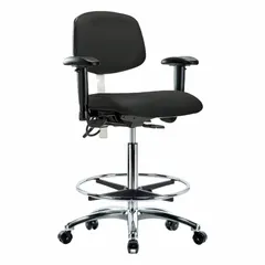 Vinyl ESD & Cleanroom Task Chair with Arms, Adjustable Height 26 1/4" to 36", 19" Seat Width, Aluminum Base, ISO 5