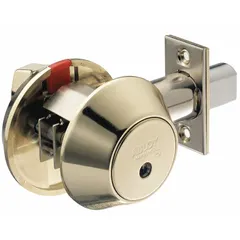 This ABLOY standard cylindrical deadbolt is designed for doors up to 1 3/4 in thick. It features a brass construction with a bright brass, clear coated finish and a conventional core cylinder with Protec2 keyway. The core is included. Suitable for commercial or industrial applications where high-security key control is required.