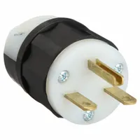 LEVITON Straight Blade Plug: 6-15P, 250V AC, 15 A, 2 Pole, 3 Blade, Black/White (MPN 5666-C)