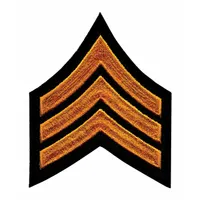 HEROS PRIDE Embroidered Patch: SGT, 3 in, Black/Gold, Polyester/Rayon, Rank Insignia, 1 PR (MPN 5403S)